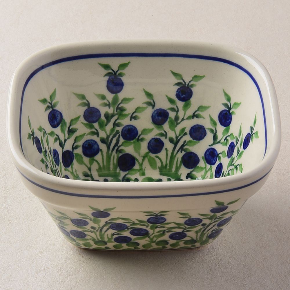Handmade Polish Pottery Zaklady rectangular bowl,snack bowl,13cm flower freedom Boleslawiec Ceramics