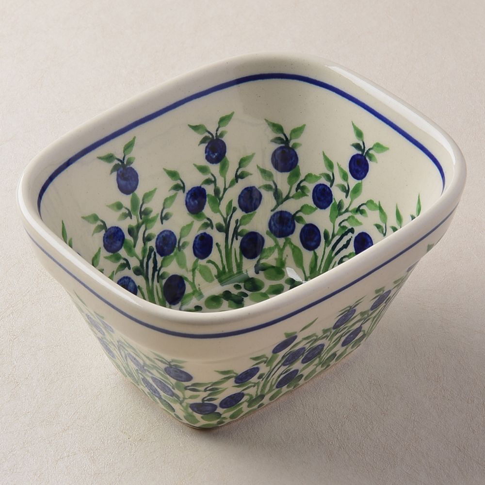 Handmade Polish Pottery Zaklady rectangular bowl,snack bowl,13cm flower freedom Boleslawiec Ceramics