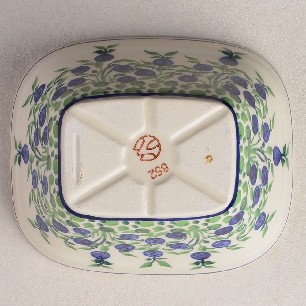 Handmade Polish Pottery Zaklady rectangular bowl,snack bowl,13cm flower freedom Boleslawiec Ceramics