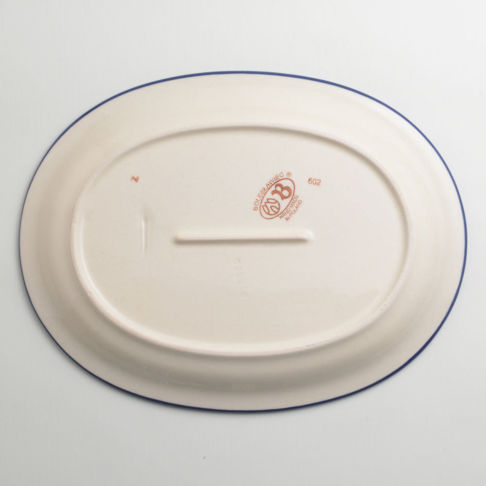 Handmade Polish Pottery Zaklady oval serving platter 29cm flower vines Boleslawiec Ceramics