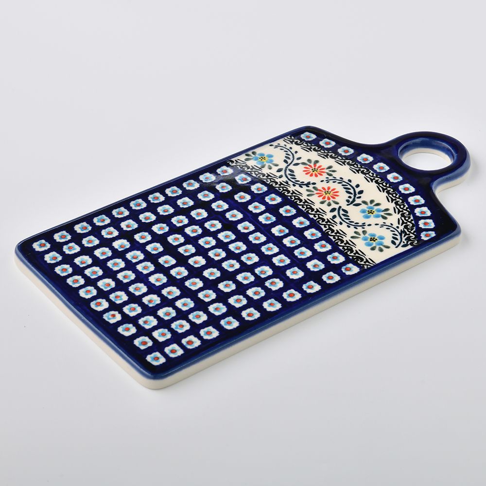 Handmade Polish Pottery Zaklady serving board 14x28cm flower vines Boleslawiec Ceramics