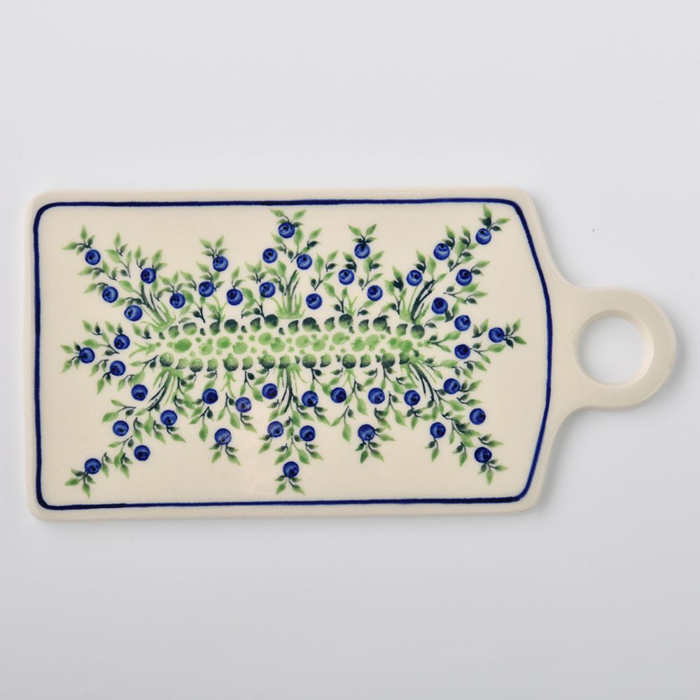 Handmade Polish Pottery Zaklady serving board 14x28cm flower freedom Boleslawiec Ceramics