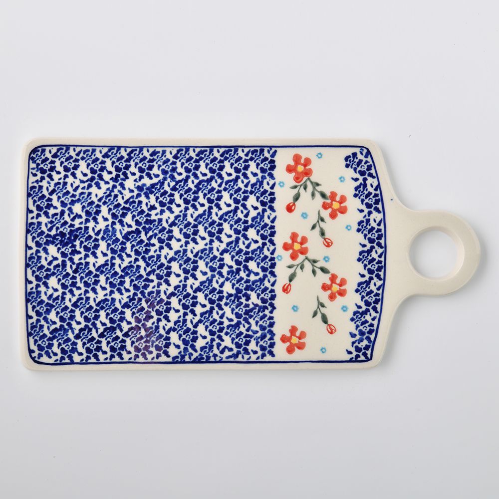 Handmade Polish Pottery Zaklady serving board 14x28cm sweet garden Boleslawiec Ceramics