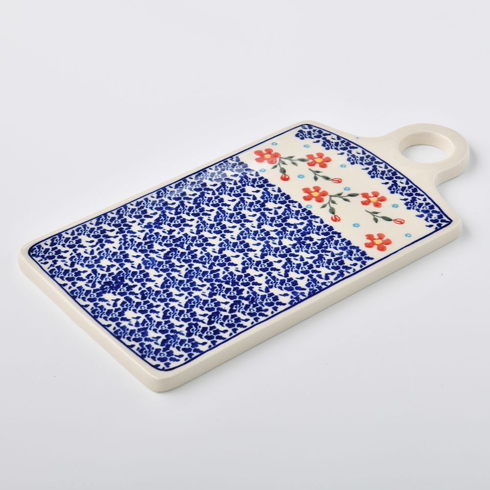 Handmade Polish Pottery Zaklady serving board 14x28cm sweet garden Boleslawiec Ceramics