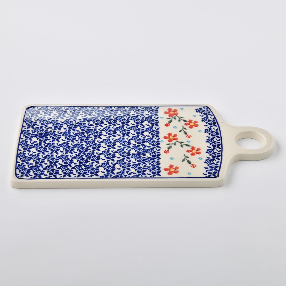 Handmade Polish Pottery Zaklady serving board 14x28cm sweet garden Boleslawiec Ceramics