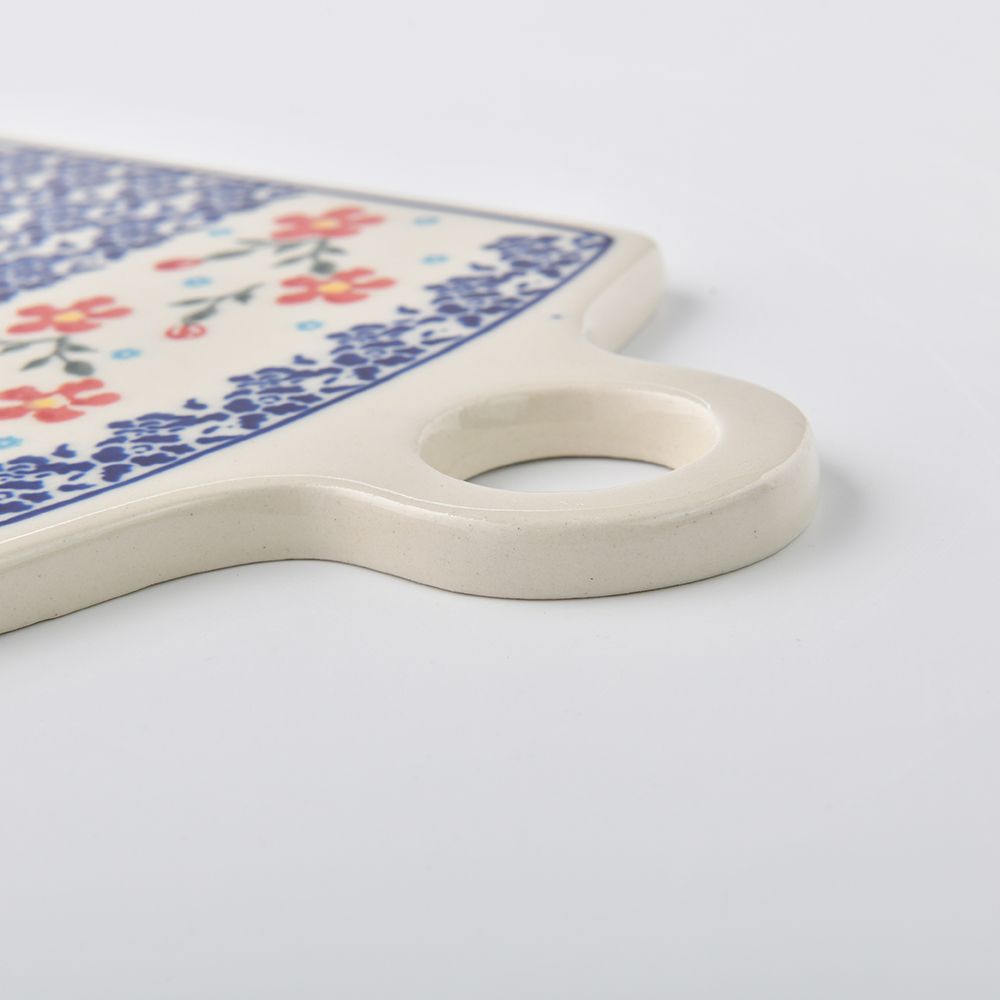Handmade Polish Pottery Zaklady serving board 14x28cm sweet garden Boleslawiec Ceramics