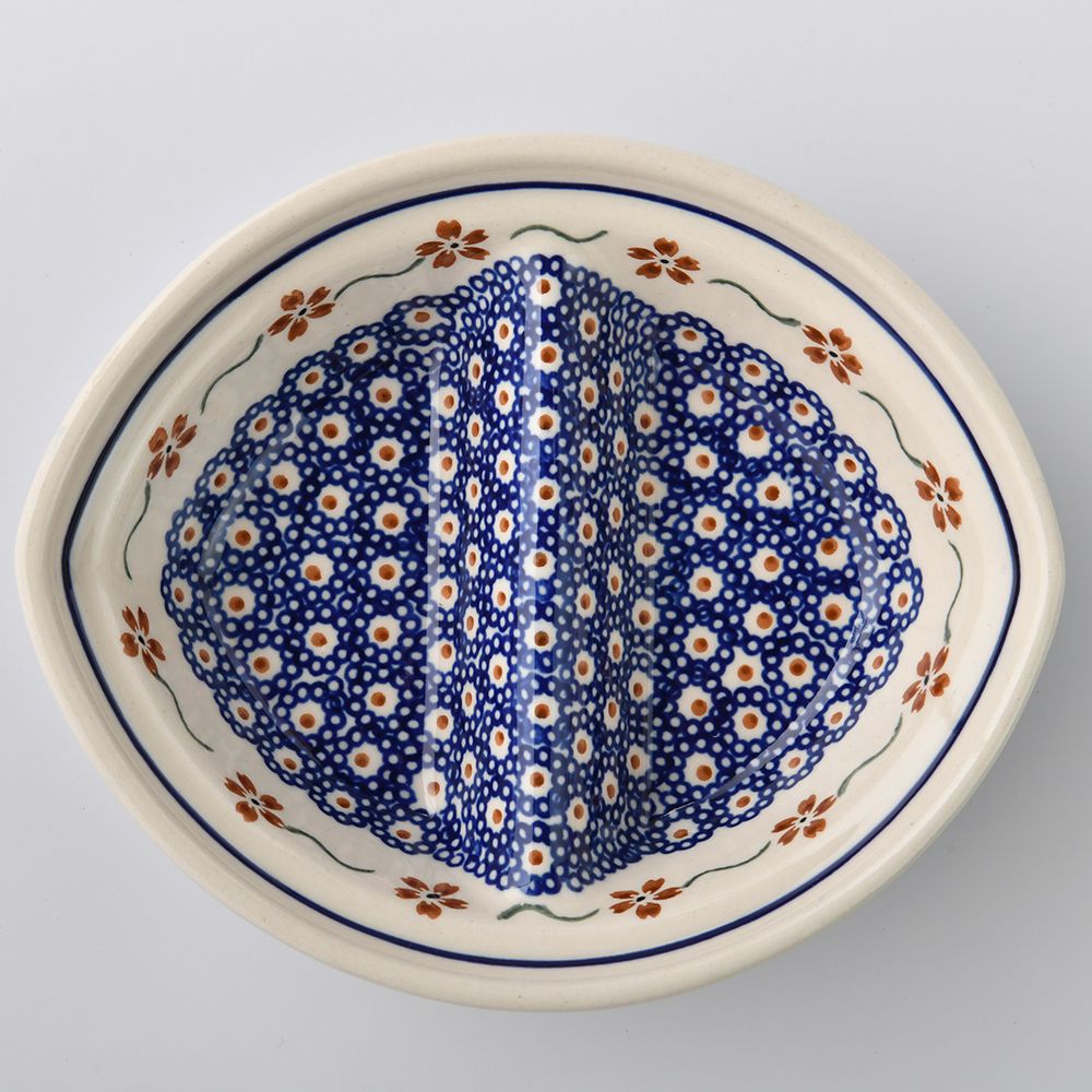 Handmade Polish Pottery Zaklady divided dish 18cm sweet flower Boleslawiec Ceramics