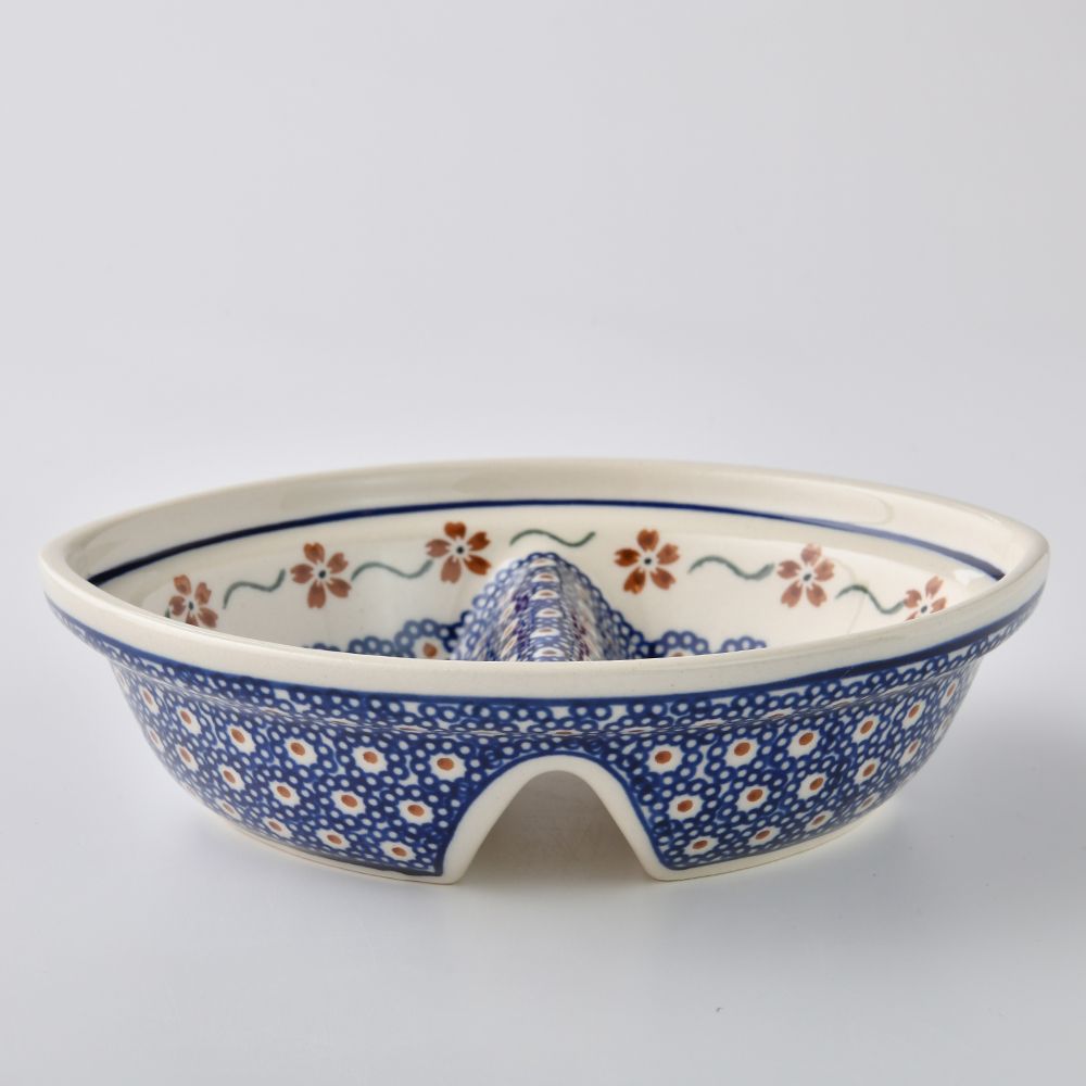 Handmade Polish Pottery Zaklady divided dish 18cm sweet flower Boleslawiec Ceramics