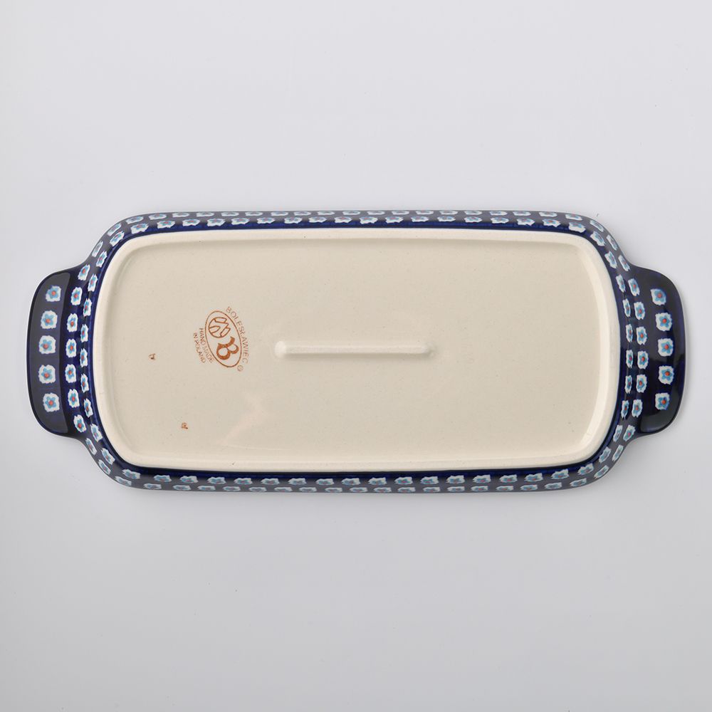 Handmade Polish Pottery Zaklady tray with handles 33cm flower vines Boleslawiec Ceramics