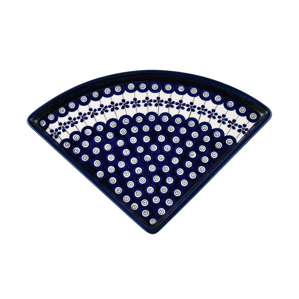 Handmade Polish Pottery Zaklady pizza plate,serving plate,20cm blue peacock Boleslawiec Ceramics