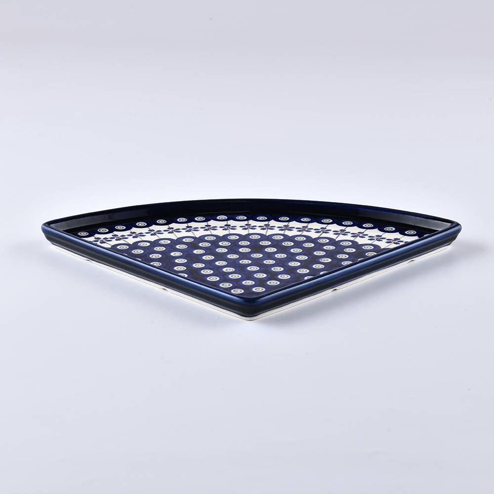 Handmade Polish Pottery Zaklady pizza plate,serving plate,20cm blue peacock Boleslawiec Ceramics