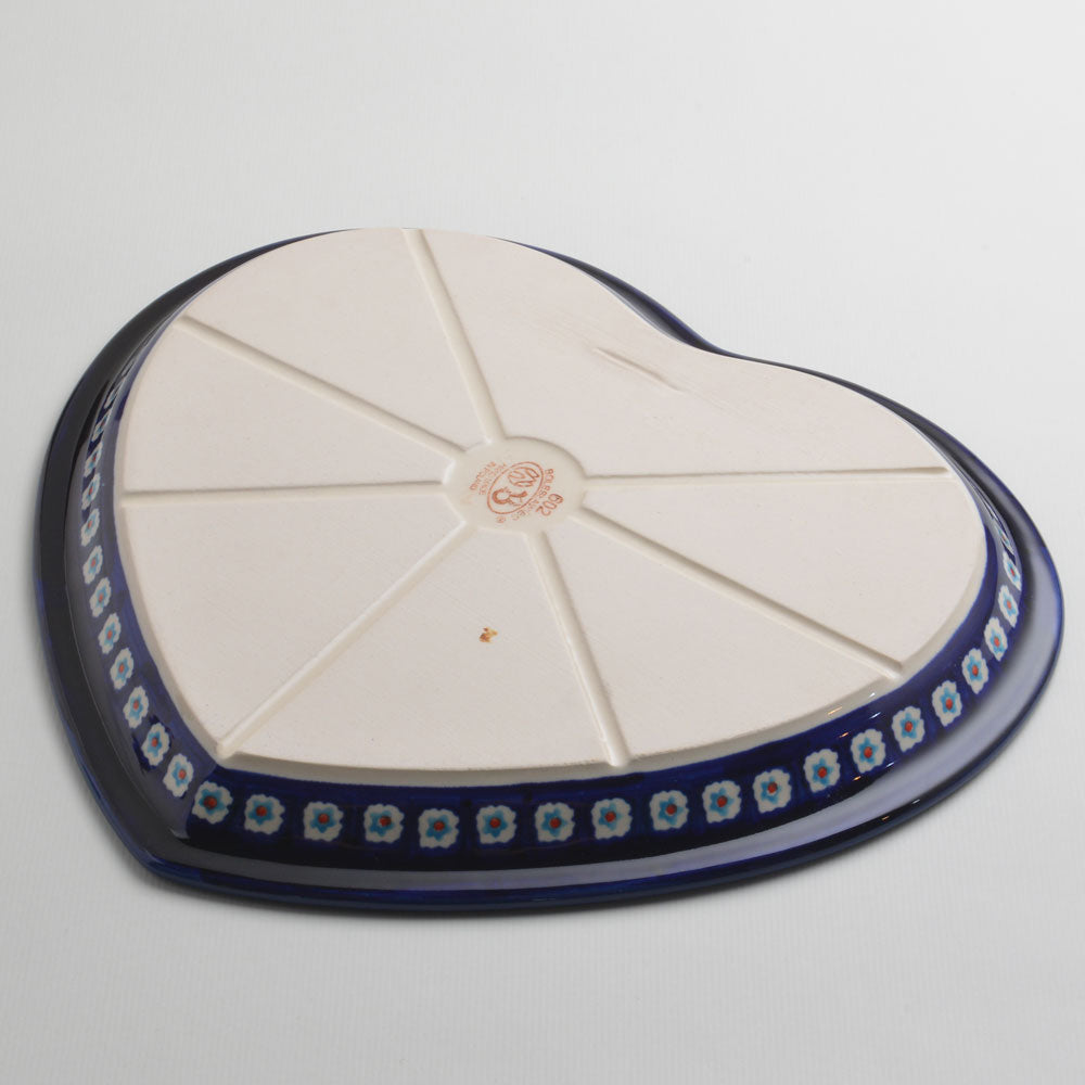 Handmade Polish Pottery Zaklady heart shaped plate,serving plate,27cm flower vines Boleslawiec Ceramics