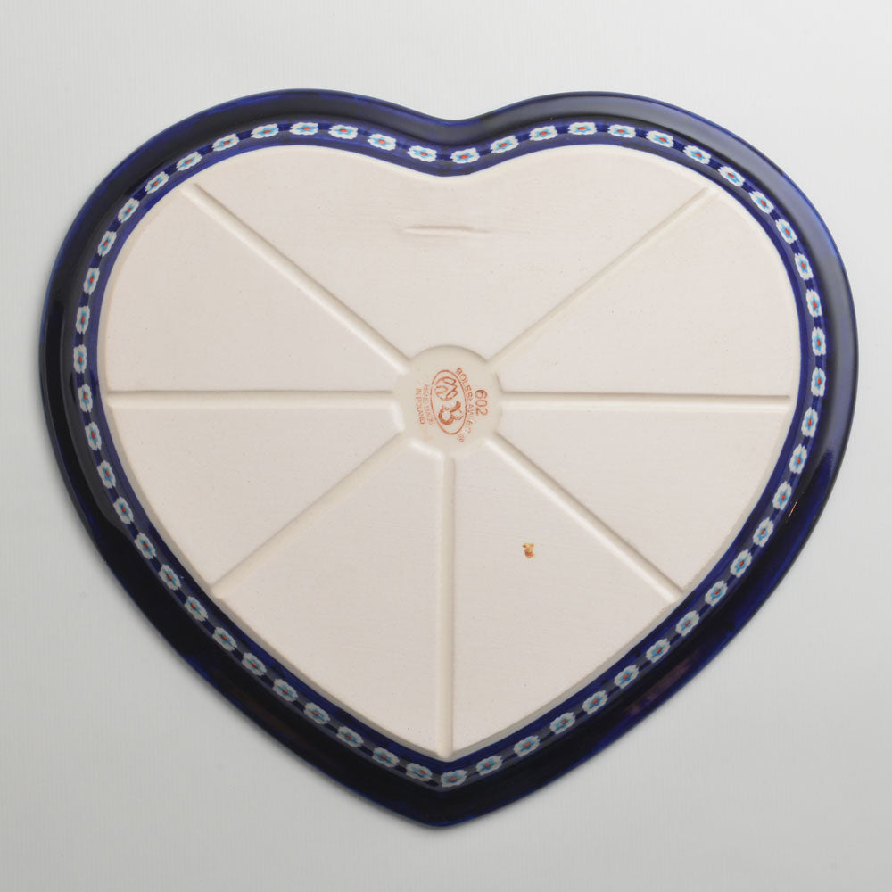 Handmade Polish Pottery Zaklady heart shaped plate,serving plate,27cm flower vines Boleslawiec Ceramics