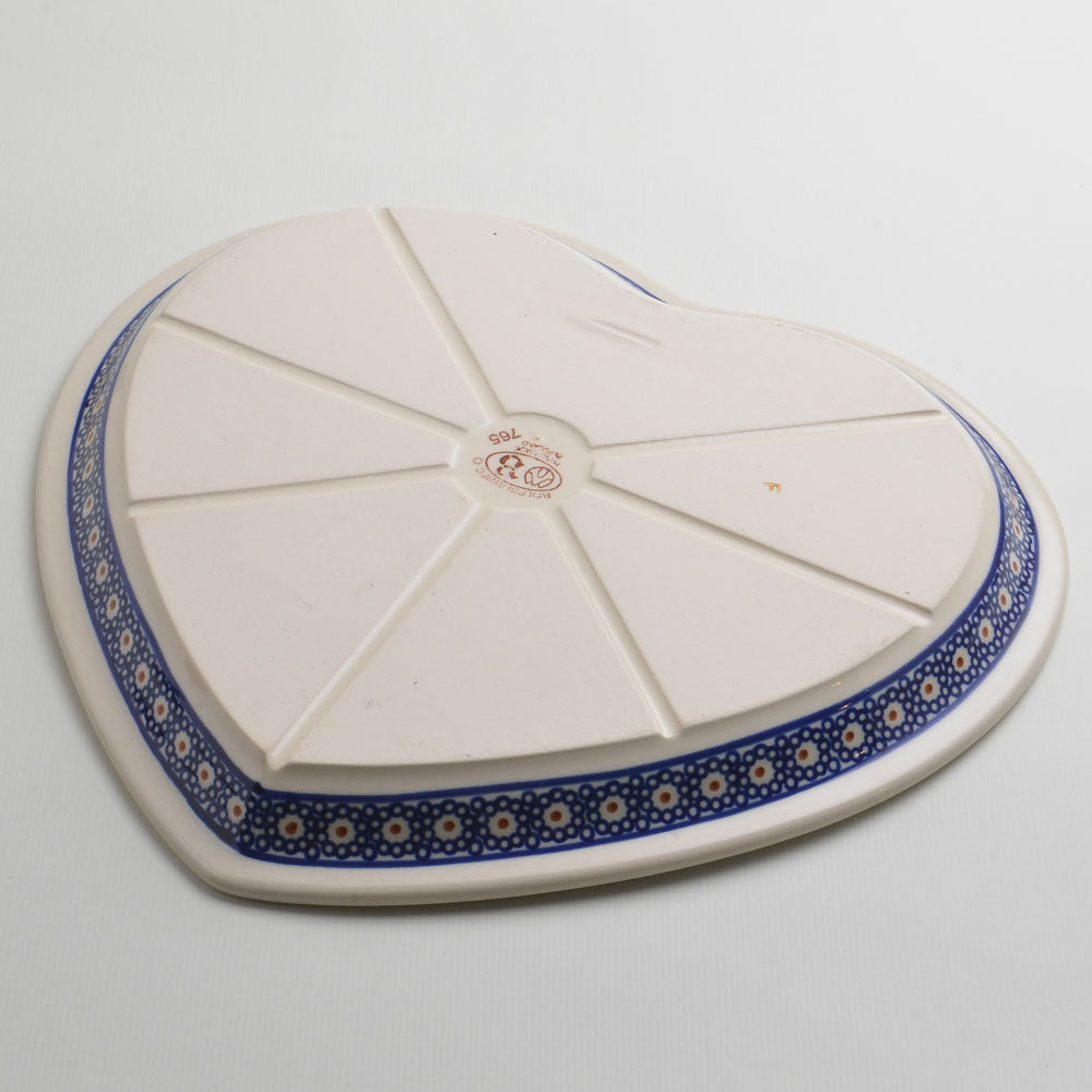 Handmade Polish Pottery Zaklady heart shaped plate,serving plate,27cm sweet flower Boleslawiec Ceramics