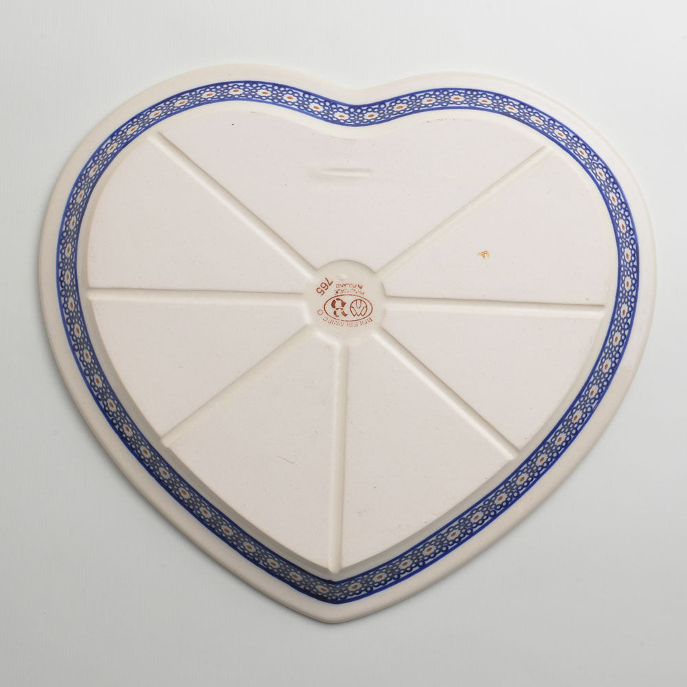 Handmade Polish Pottery Zaklady heart shaped plate,serving plate,27cm sweet flower Boleslawiec Ceramics