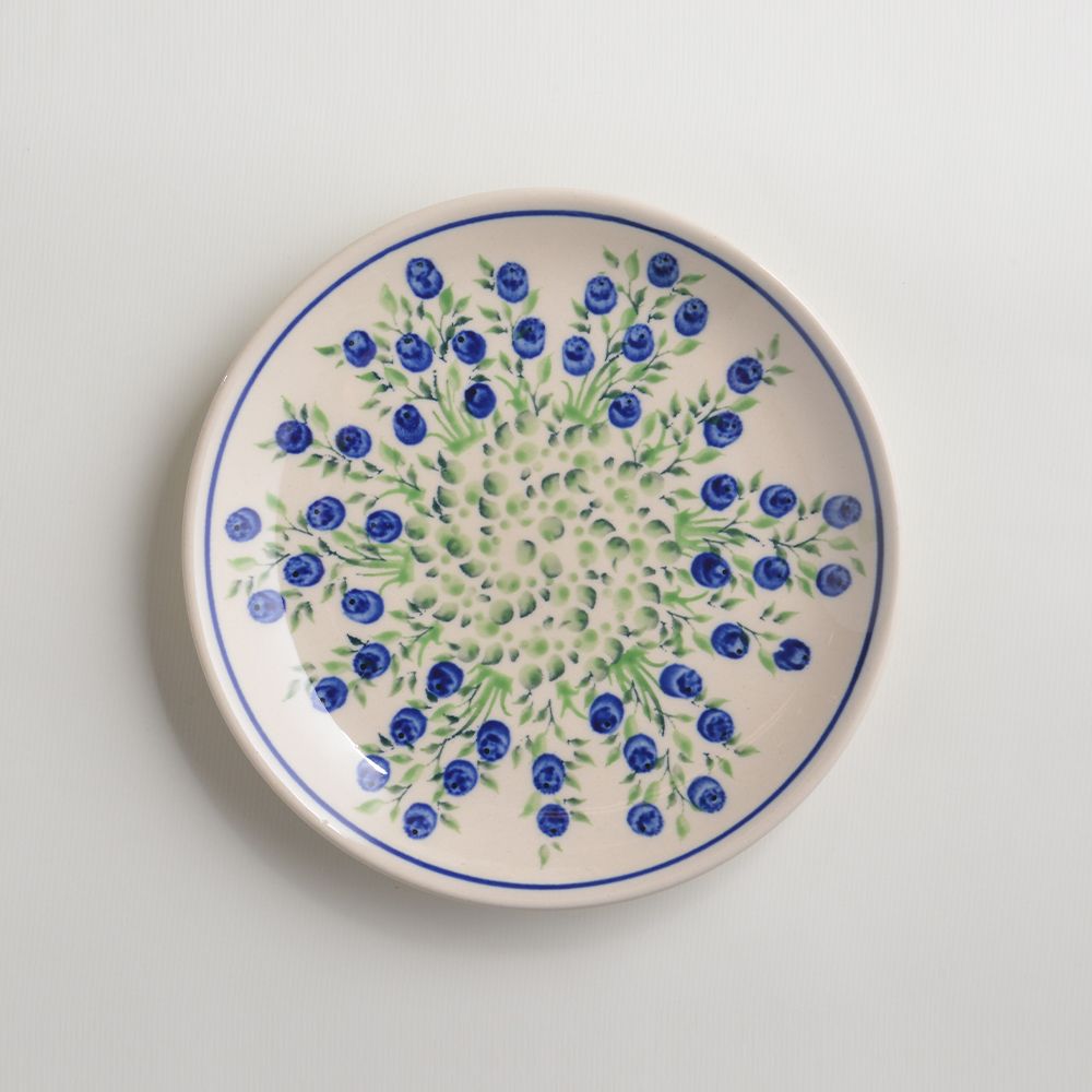 Handmade Polish Pottery Zaklady round serving plate 19cm flower freedom Boleslawiec Ceramics