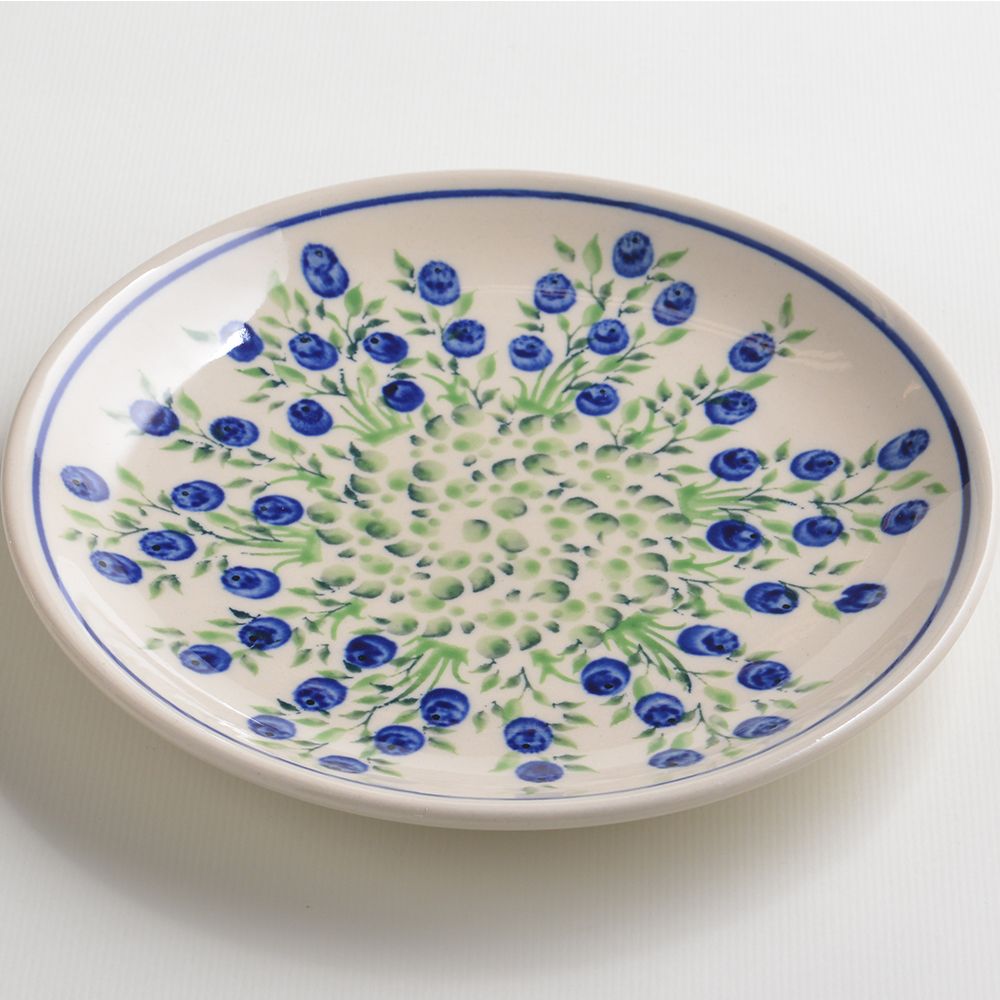 Handmade Polish Pottery Zaklady round serving plate 19cm flower freedom Boleslawiec Ceramics