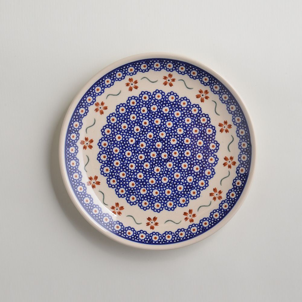 Handmade Polish Pottery Zaklady round serving plate 19cm sweet flower Boleslawiec Ceramics