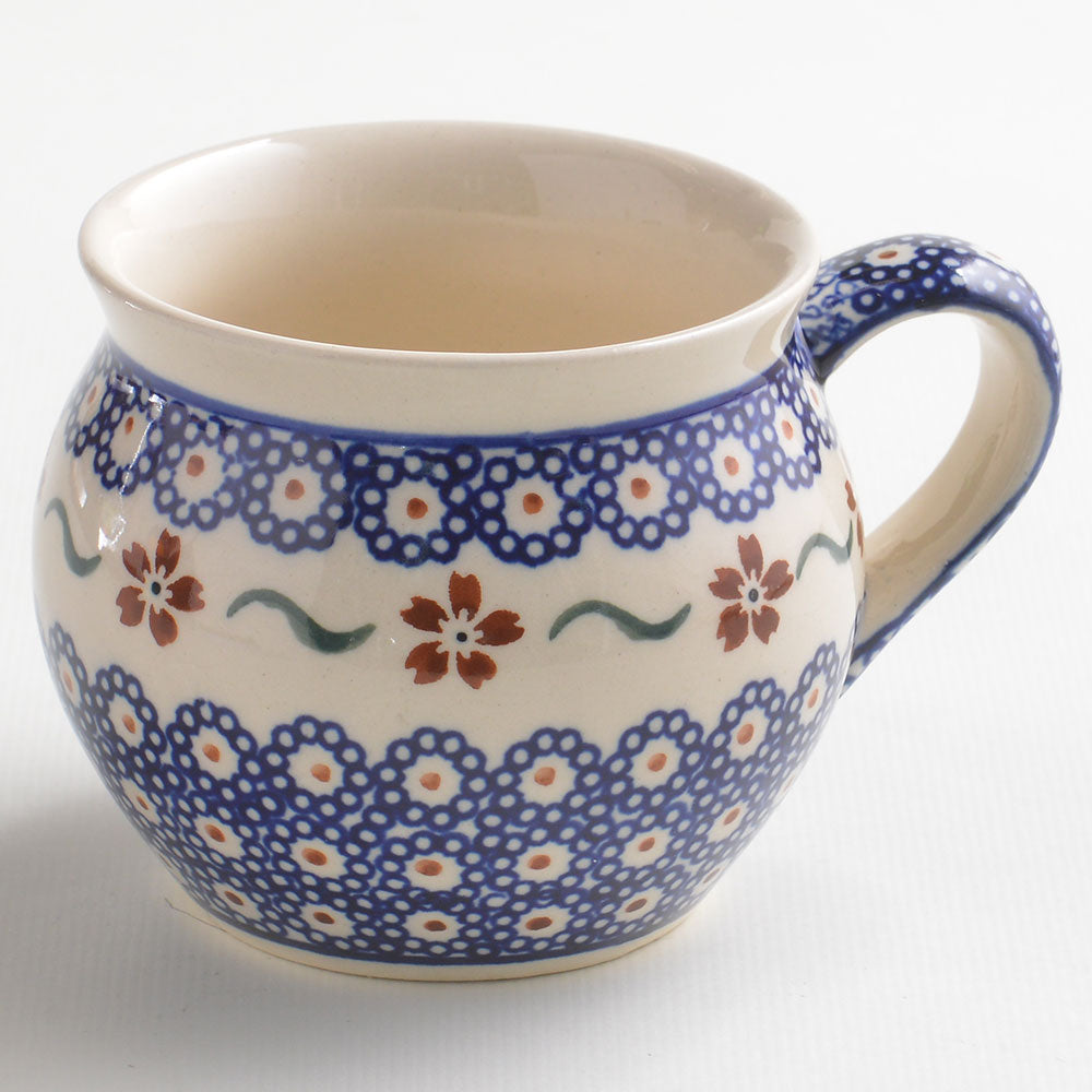 Handmade Polish Pottery Zaklady bubble mug 320ml sweet flower Boleslawiec Ceramics