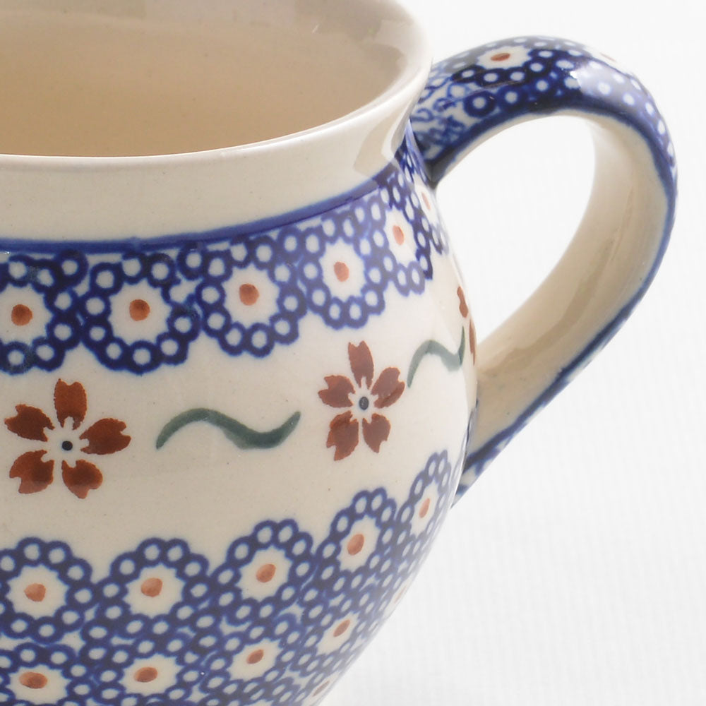 Handmade Polish Pottery Zaklady bubble mug 320ml sweet flower Boleslawiec Ceramics