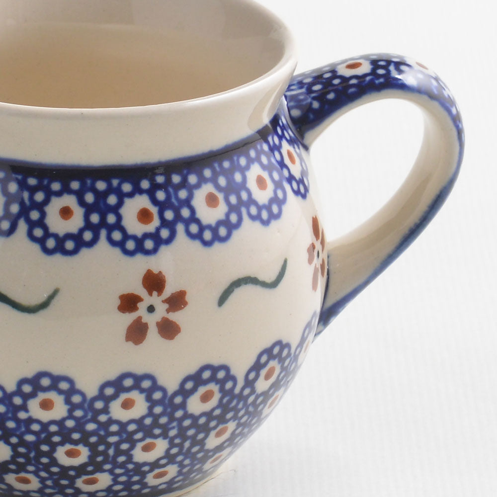 Handmade Polish Pottery Zaklady bubble mug 220ml sweet flower Boleslawiec Ceramics