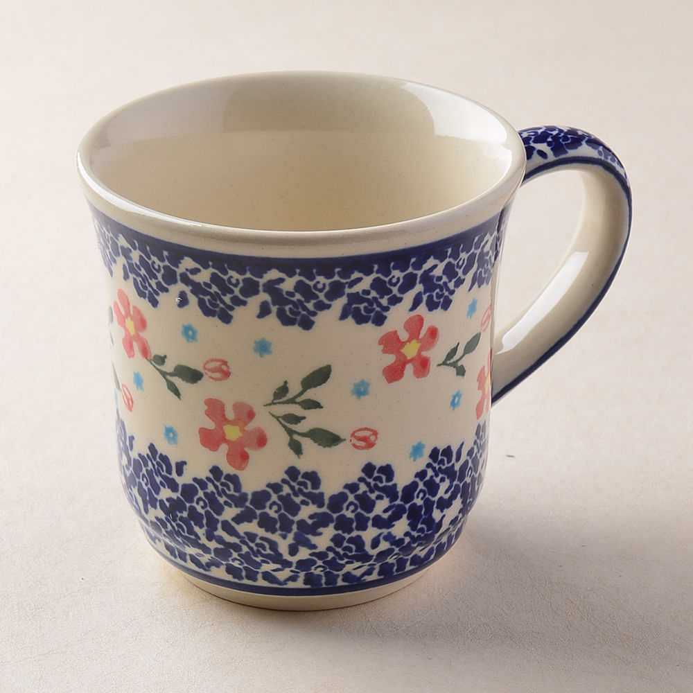 Handmade Polish Pottery Zaklady latte Mug 380ml sweet garden Boleslawiec Ceramics
