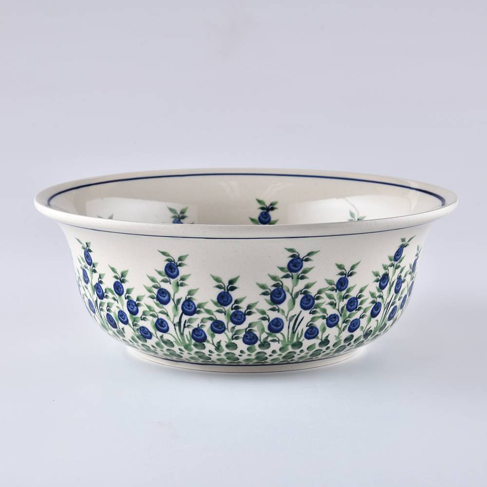 Handmade Polish Pottery Zaklady salad bowl 25cm flower freedom Boleslawiec Ceramics