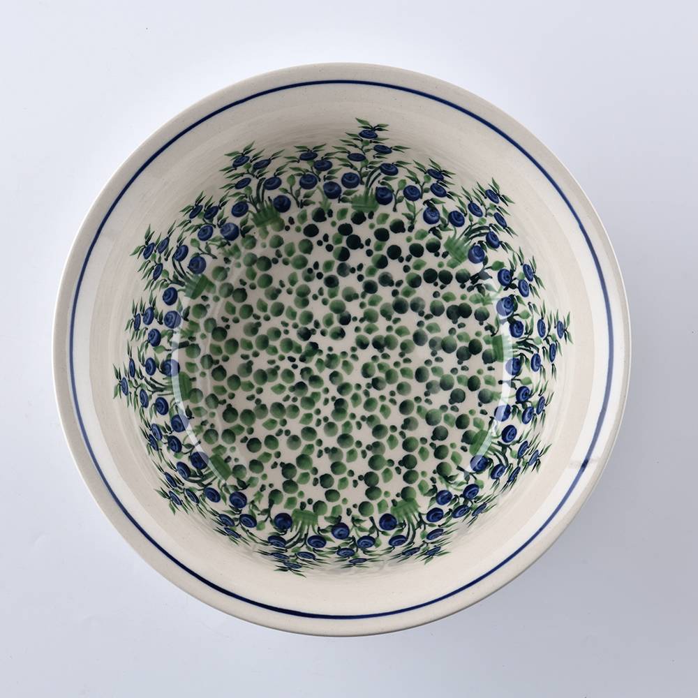Handmade Polish Pottery Zaklady salad bowl 25cm flower freedom Boleslawiec Ceramics