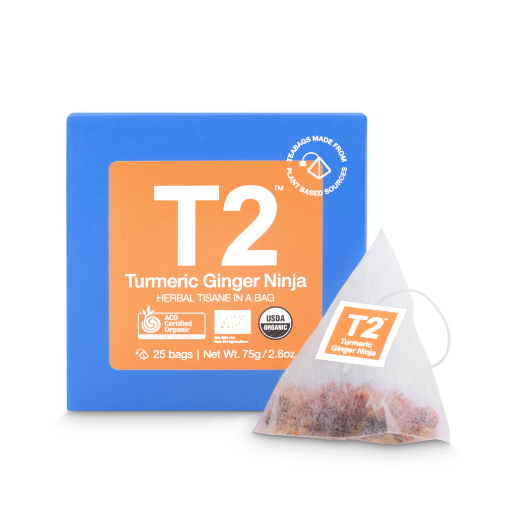 T2 Turmeric Ginger Ninja Tea Bag Cube 25 pack