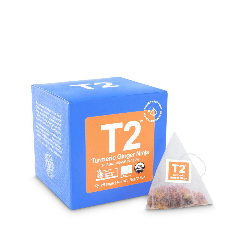 T2 Turmeric Ginger Ninja Tea Bag Cube 25 pack