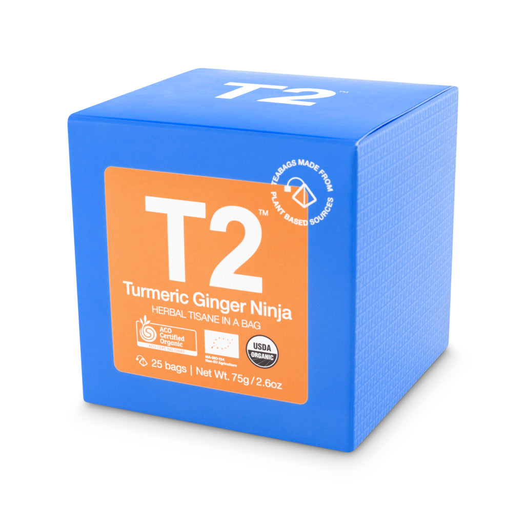 T2 Turmeric Ginger Ninja Tea Bag Cube 25 pack