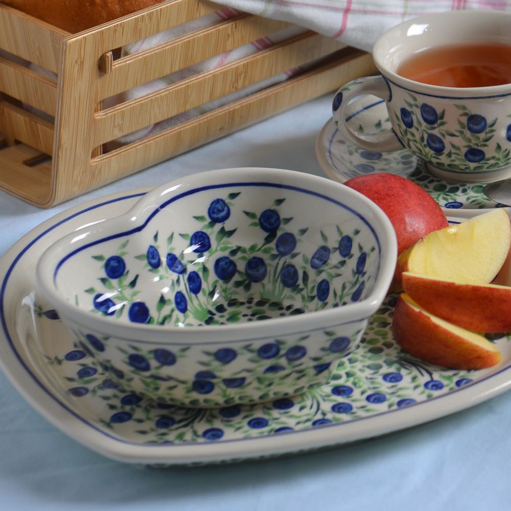 Handmade Polish Pottery Zaklady heart shaped bowl,snack bowl,16cm flower freedom Boleslawiec Ceramics