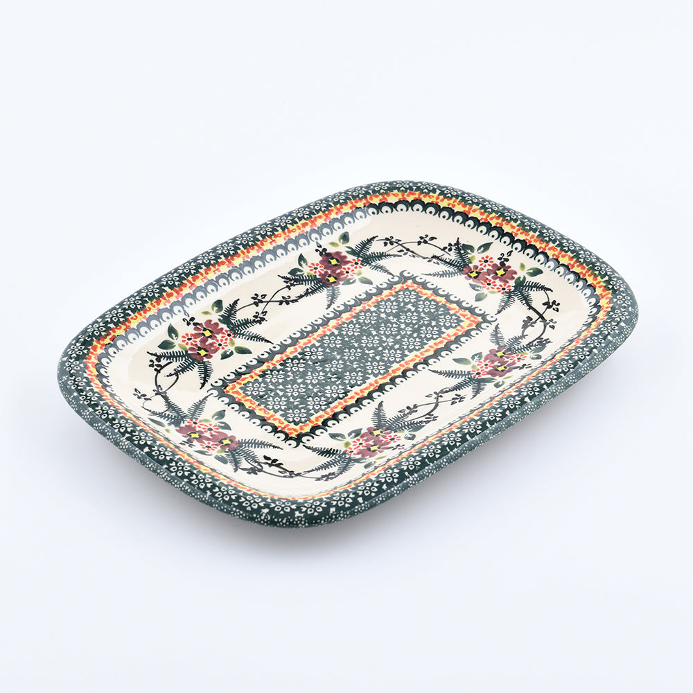 Handmade Polish Pottery Cerraf rectangular plate 29x21cm verdant whisper Boleslawiec Ceramics