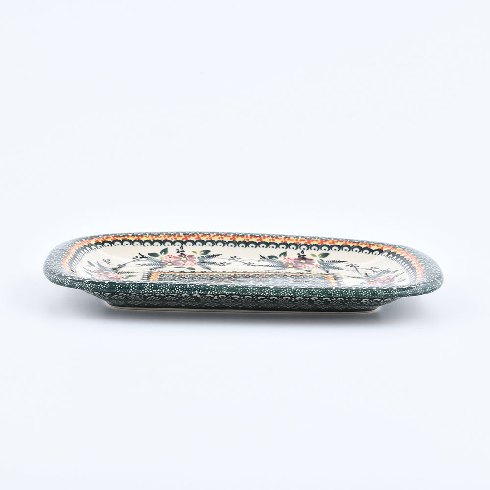 Handmade Polish Pottery Cerraf rectangular plate 29x21cm verdant whisper Boleslawiec Ceramics