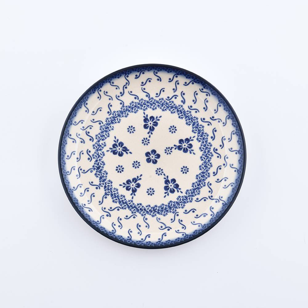 Handmade Polish Pottery Cerraf round serving plate 19cm elegant orchid Boleslawiec Ceramics
