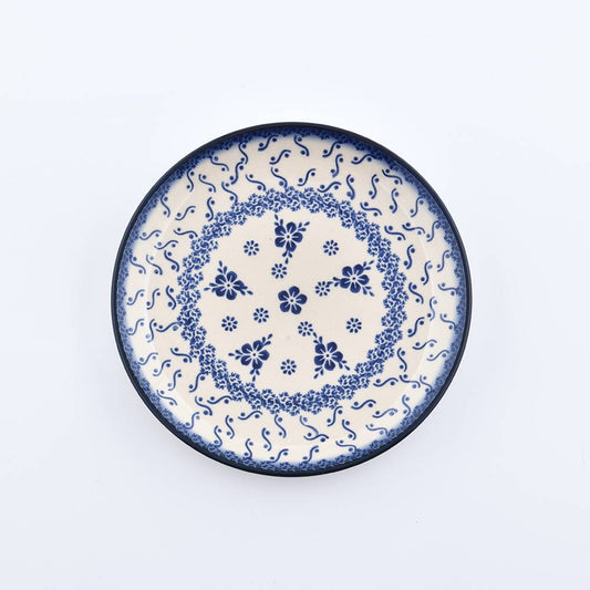 Handmade Polish Pottery Cerraf round serving plate 19cm elegant orchid Boleslawiec Ceramics