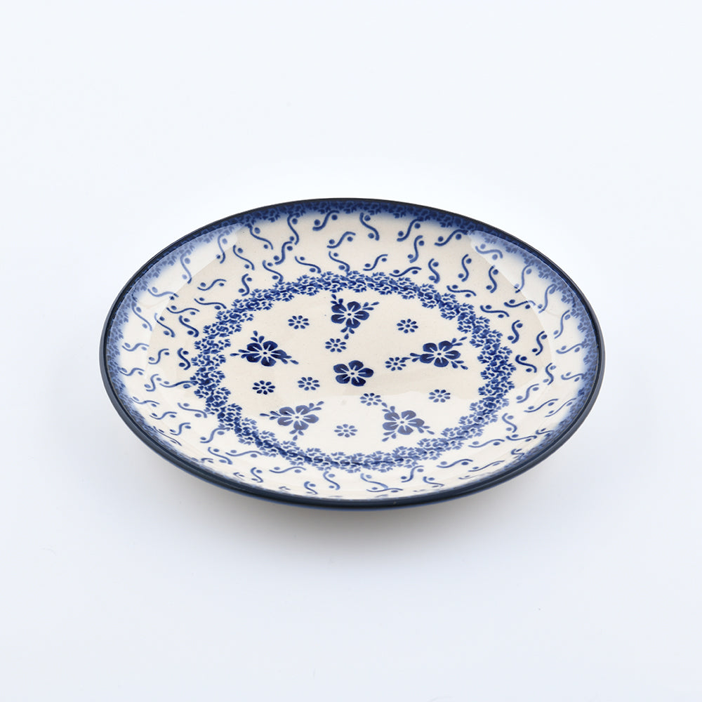Handmade Polish Pottery Cerraf round serving plate 19cm elegant orchid Boleslawiec Ceramics
