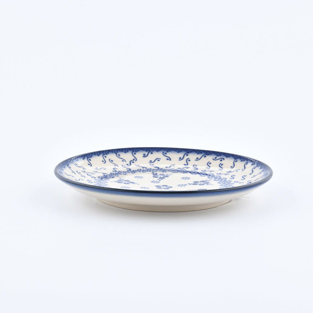 Handmade Polish Pottery Cerraf round serving plate 19cm elegant orchid Boleslawiec Ceramics