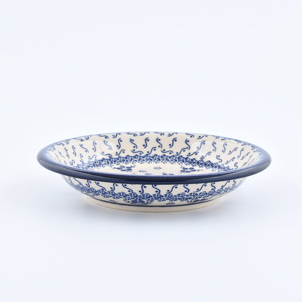 Handmade Polish Pottery Cerraf round deep plate 22cm elegant orchid Boleslawiec Ceramics
