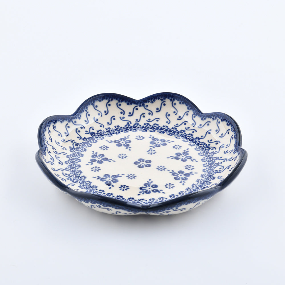 Handmade Polish Pottery Cerraf flower shaped plate 18cm elegant orchid Boleslawiec Ceramics