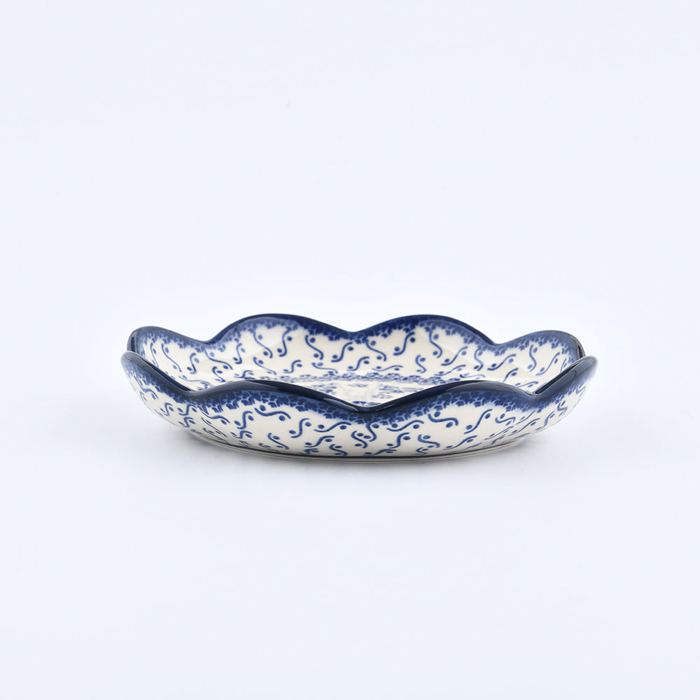 Handmade Polish Pottery Cerraf flower shaped plate 18cm elegant orchid Boleslawiec Ceramics