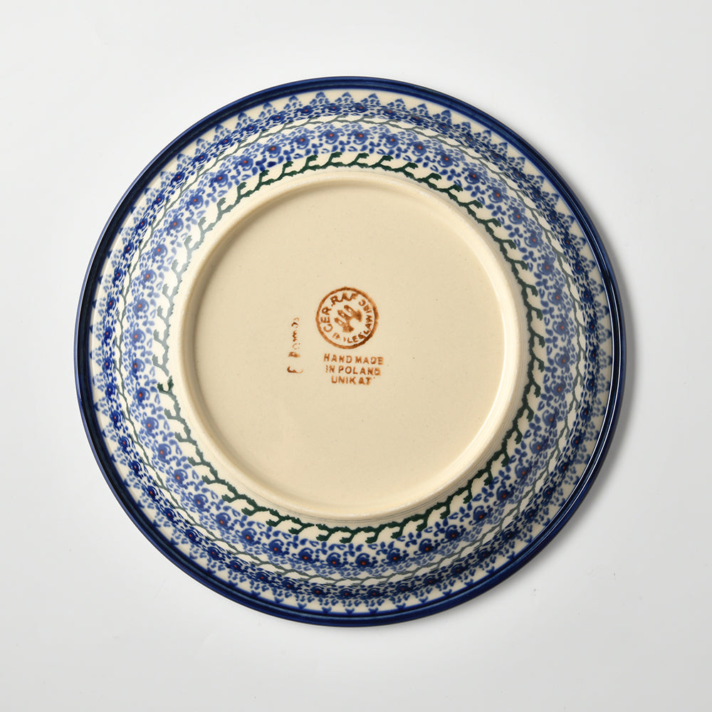 Handmade Polish Pottery Cerraf round deep plate 22cm classic garden Boleslawiec Ceramics