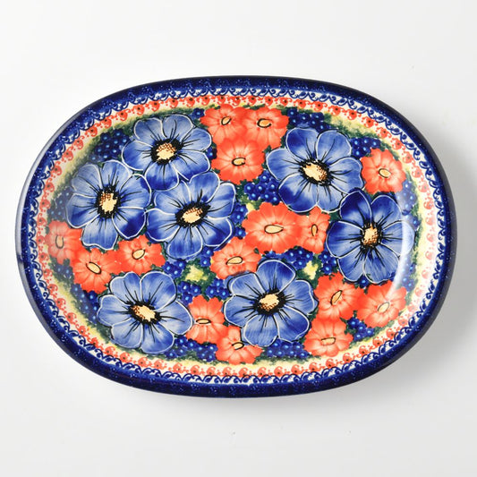 Handmade Polish Pottery Cerraf oval serving plate 29cm violet nectar Boleslawiec Ceramics