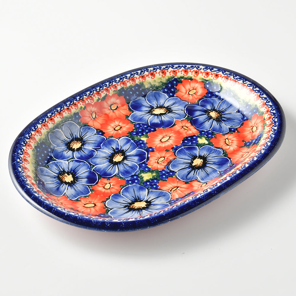 Handmade Polish Pottery Cerraf oval serving plate 29cm violet nectar Boleslawiec Ceramics