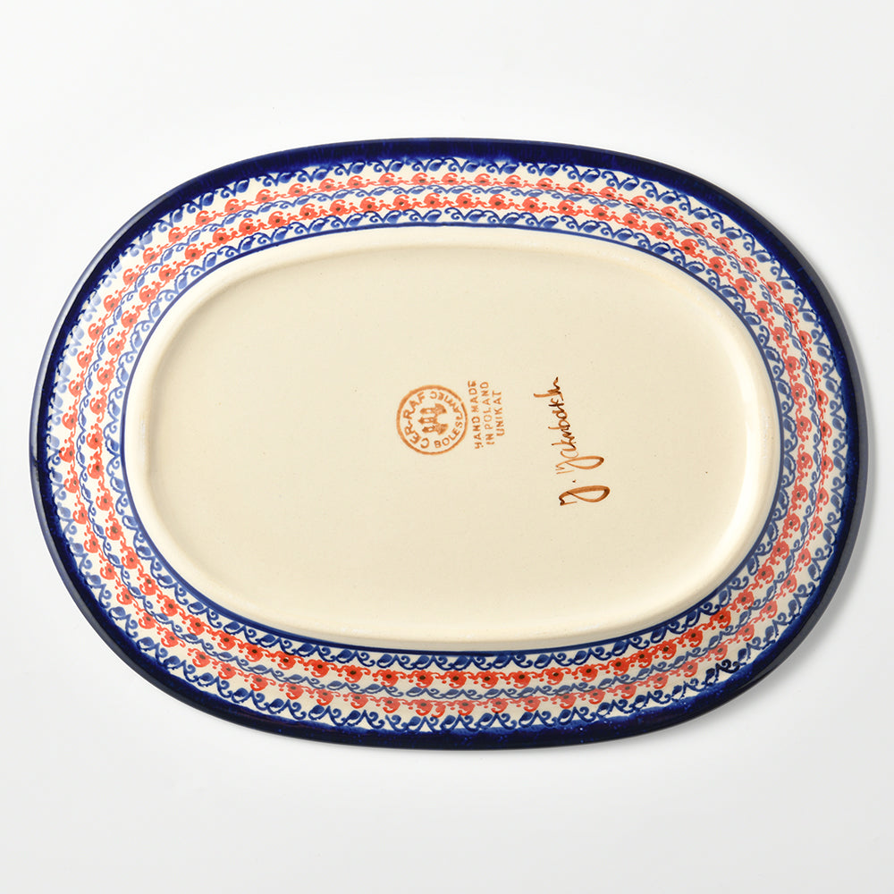 Handmade Polish Pottery Cerraf oval serving plate 29cm violet nectar Boleslawiec Ceramics
