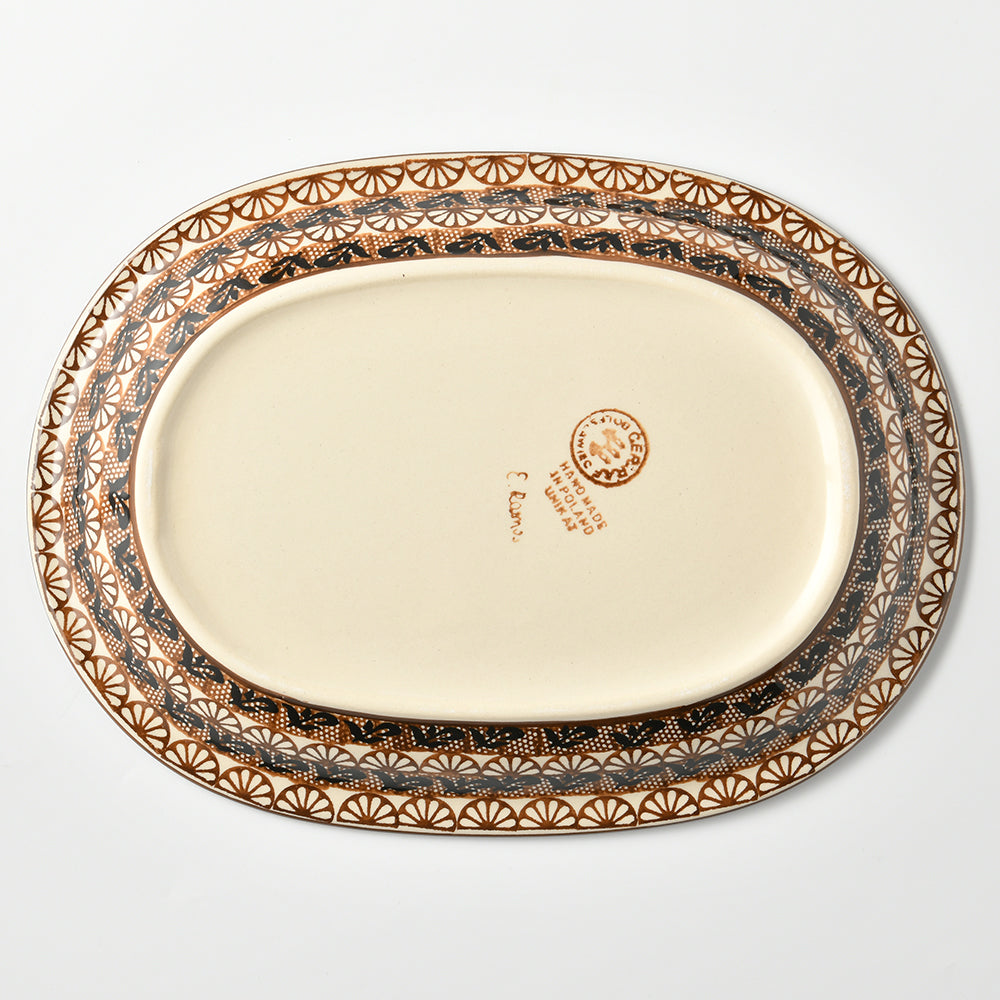 Handmade Polish Pottery Cerraf oval serving plate 29cm aurora glacier Boleslawiec Ceramics
