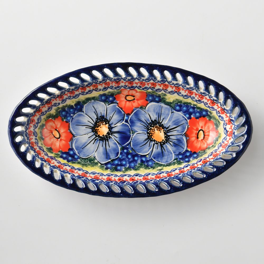 Handmade Polish Pottery Cerraf oval plate 21.5cm violet nectar Boleslawiec Ceramics