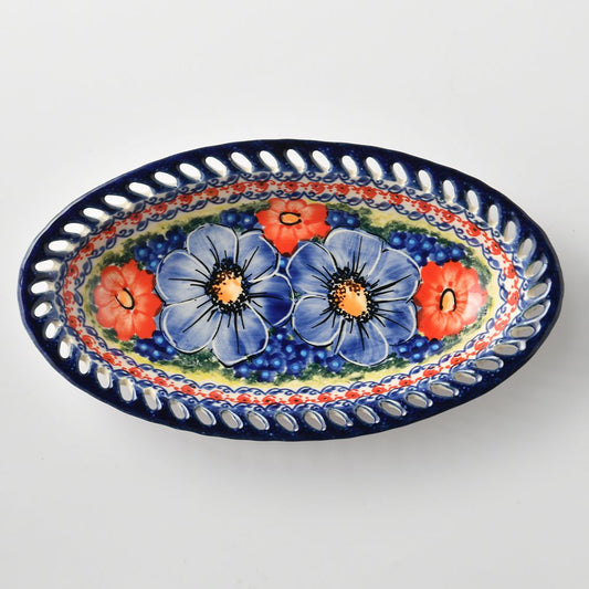 Handmade Polish Pottery Cerraf oval plate 21.5cm violet nectar Boleslawiec Ceramics