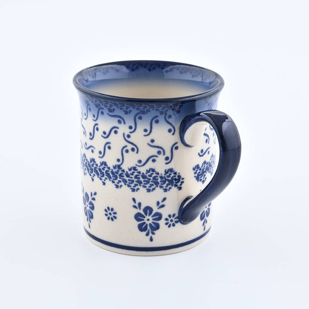 Handmade Polish Pottery Cerral coffee mug 300ml elegant orchid Boleslawiec Ceramics
