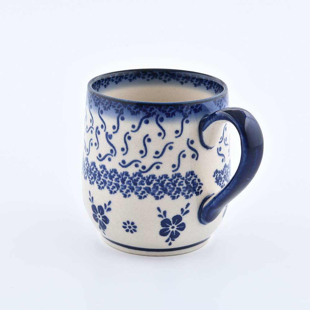 Handmade Polish Pottery Cerraf  bubble mug 300ml elegant orchid Boleslawiec Ceramics
